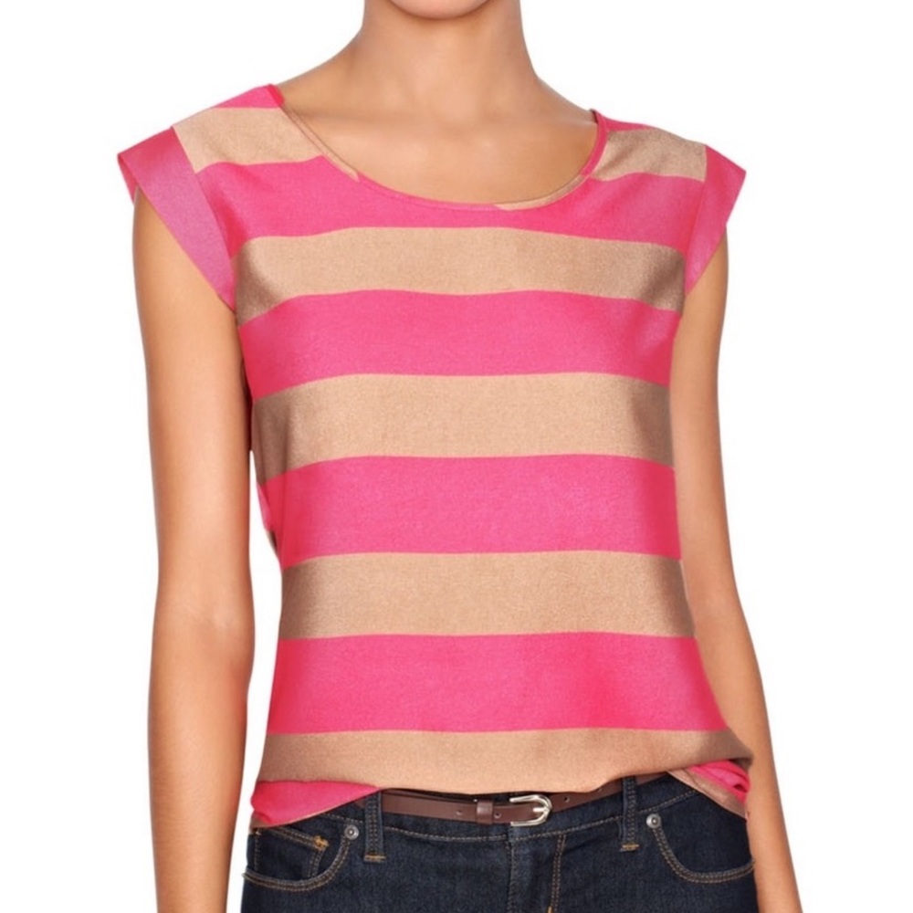 THE LIMITED PINK & TAN STRIPED TOP
